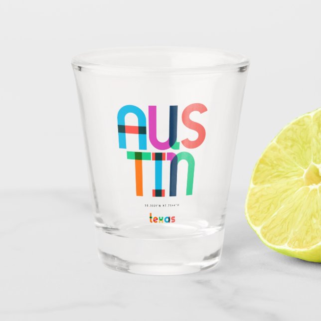 Vaso De Chupito Austin Texas Rainbow Pop Art (Anverso)