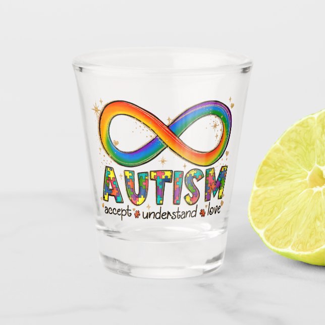 Vaso De Chupito Autism Awareness Accept, Love, Understanding (Anverso)