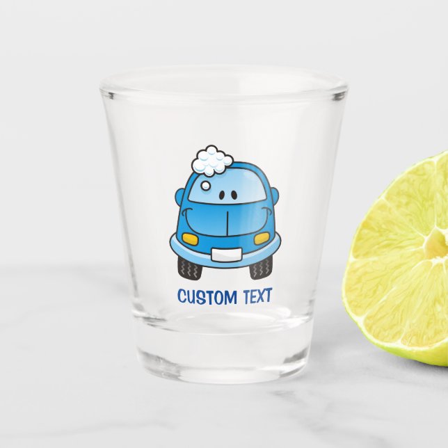 Vaso De Chupito Auto azul con burbujas (Anverso)