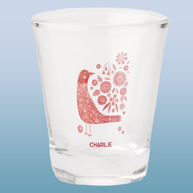 Vaso De Chupito Ave nórdica personalizada (Scandinavian bird personalized name shot glass)