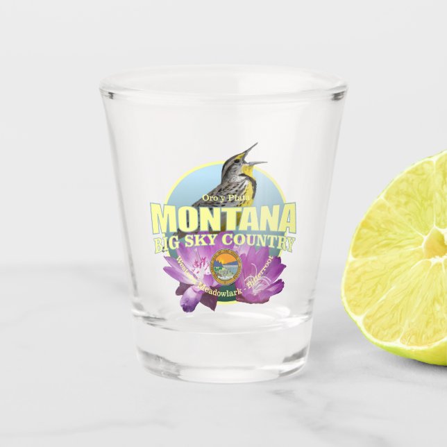 Vaso De Chupito Aves y flores del estado de Montana (Anverso)