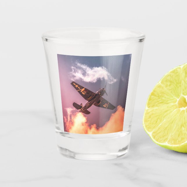 Vaso De Chupito Avión de época hermoso cielo (Anverso)