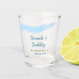 Vaso De Chupito Azul dorado acuarela burbujeante y desayuno nupcia