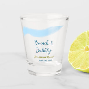 Vaso De Chupito Azul dorado acuarela burbujeante y desayuno nupcia