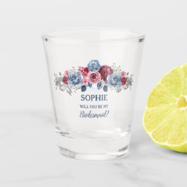 Vaso De Chupito ¿Azul Polvoriento y Burdeos Sé Mi Dama de Honor?