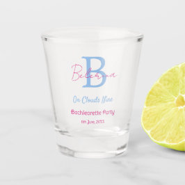 Vaso De Chupito azul rosa en nubes nueve monograma despedida de so