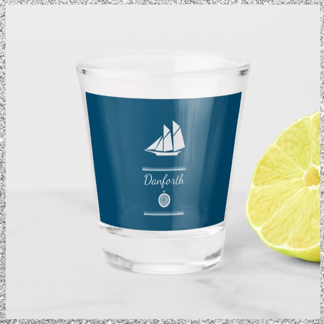Vaso De Chupito Azul y blanco náutico de la Marina (Subido por el creador)