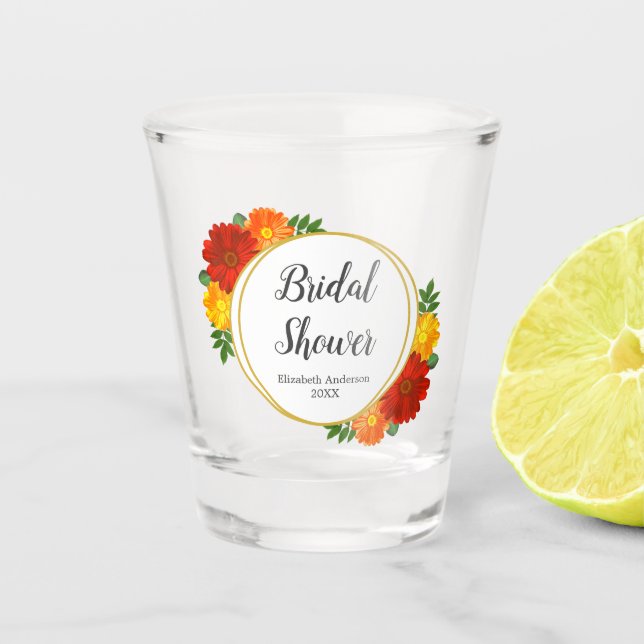 Vaso De Chupito Baby Shower de Florales de Otoño (Anverso)