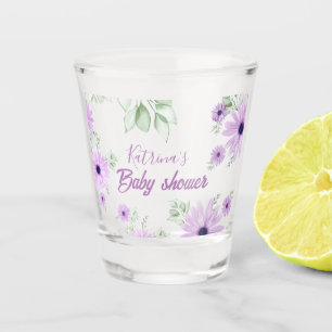 Vaso De Chupito Baby Shower de Flores de color de agua violeta per
