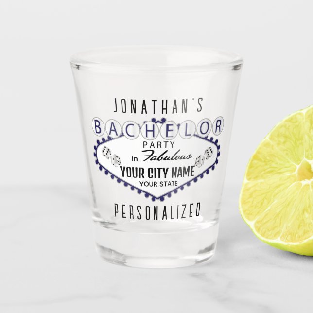 Vaso De Chupito Bachelor - Estilo Vegas - Azul oscuro (Anverso)