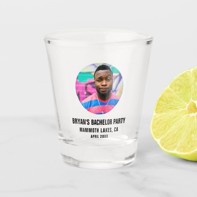 Vaso De Chupito Bachelor Party Favor Custom Photo Groom Face (Anverso)