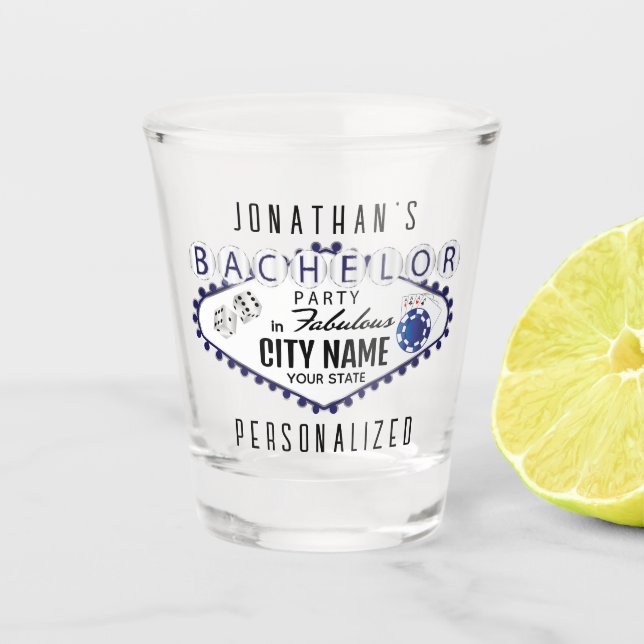 Vaso De Chupito Bachelor - Vegas Poker Style - Glass azul oscuro (Anverso)