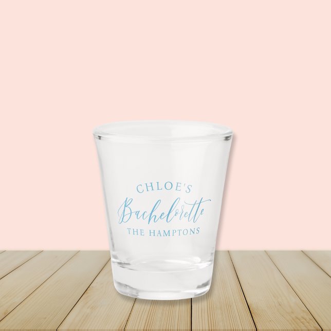 Vaso De Chupito Bachelorette Coastne moderna de vidrio caliente (Last Toast on the Coast custom shot glass | bridesmaid gifts for beachy bachelorette party )