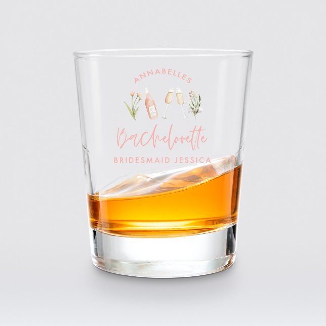 Vaso De Chupito Bachelorette cóctel de chica rosa elegante floral (Subido por el creador)
