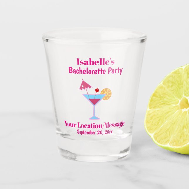 Vaso De Chupito Bachelorette Party Favor Boda de Cócteles Rosa (Anverso)