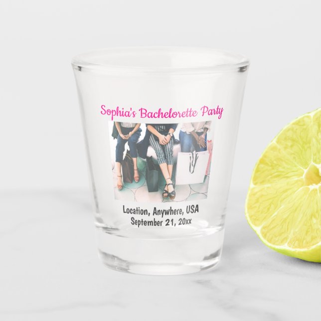 Vaso De Chupito Bachelorette Party Photo Wedding Favor de la boda (Anverso)