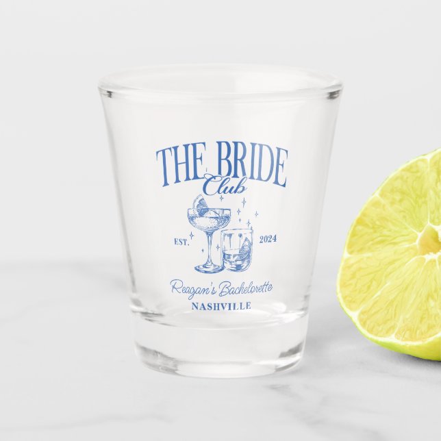 Vaso De Chupito Bachelorette Retro Cocktail Blue Bride (Anverso)