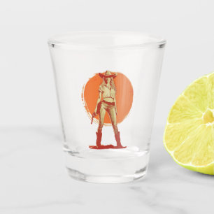 Vaso De Chupito Bachelorette Retro Occidental Negrita