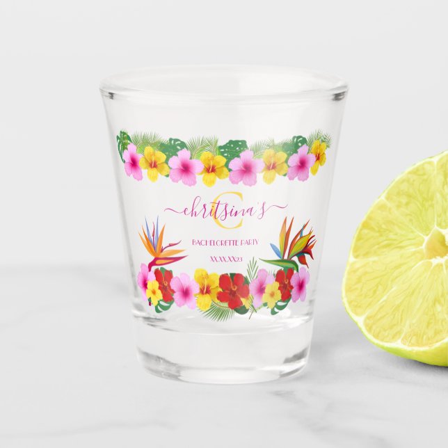 Vaso De Chupito Bachelorette Tropical Hibiscus Beach (Anverso)