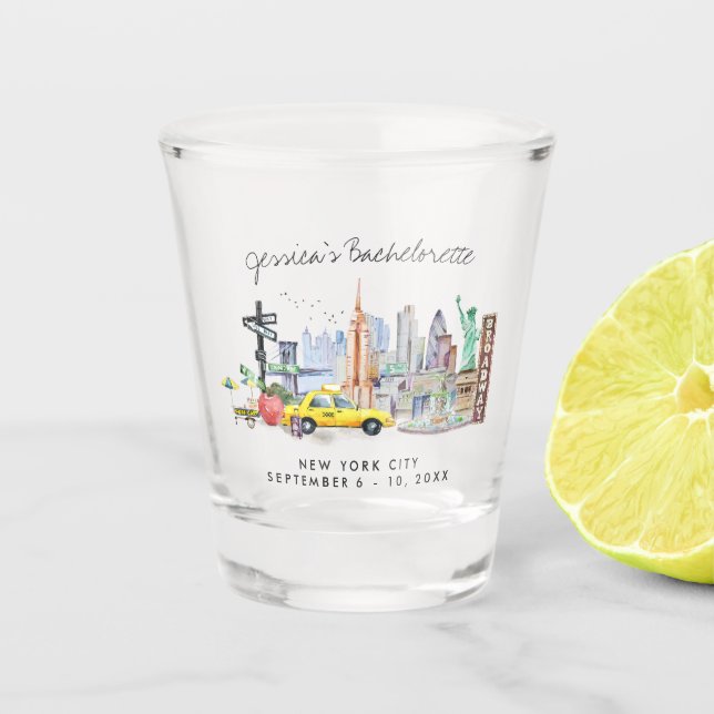 Vaso De Chupito Bachelorette Weekend Party Favor | Nueva York (Anverso)