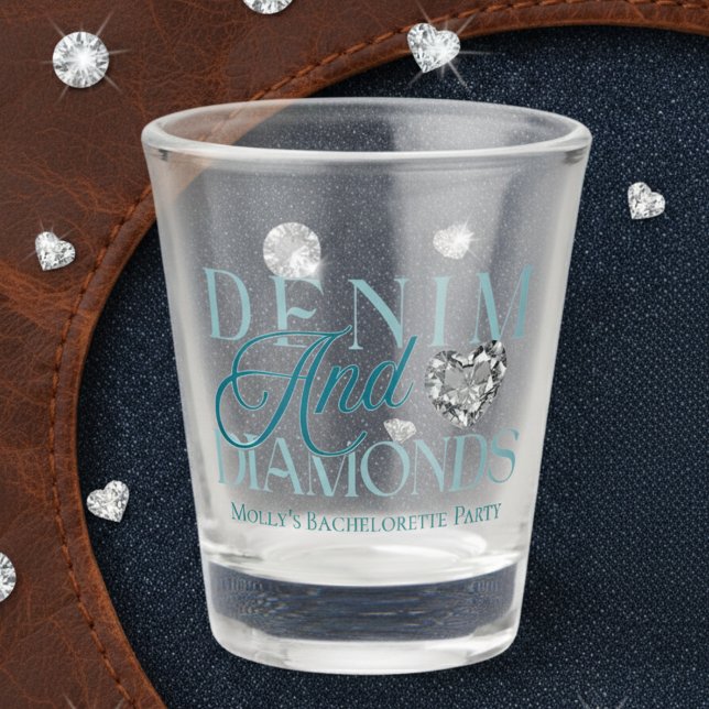 Vaso De Chupito Bachelorette Western Denim and Diamonds (Say “I do” with a western twist in this charming “Denim and Diamonds” design!)