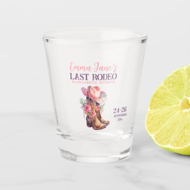 Vaso De Chupito Bachillerato rosado de último rodeo (Anverso)