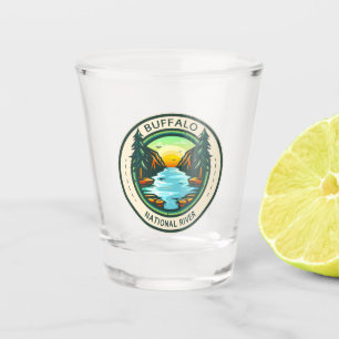 Vaso De Chupito Badge del río nacional de búfalo Arkansas