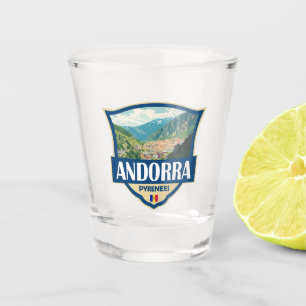 Vaso De Chupito Badge retro del Ilustracion de Andorra