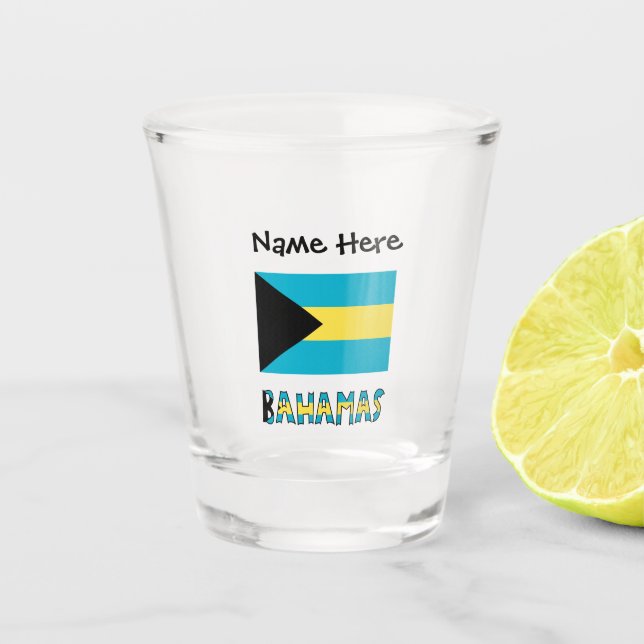 Vaso De Chupito Bahamas y bandera bahameña con tu nombre (Anverso)
