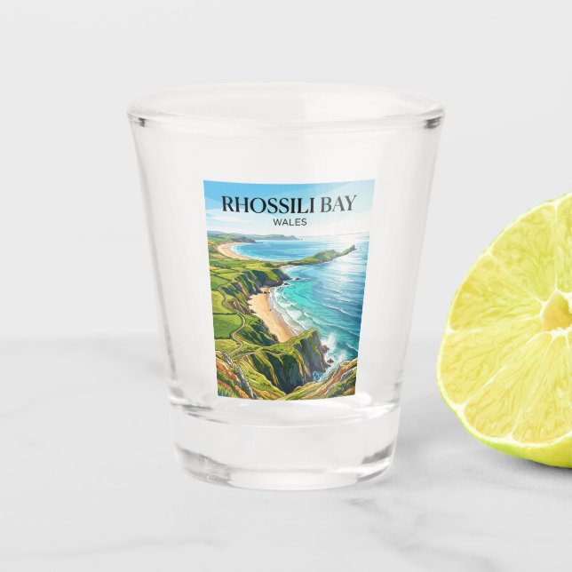 Vaso De Chupito Bahía de Rhossili Gales (Anverso)