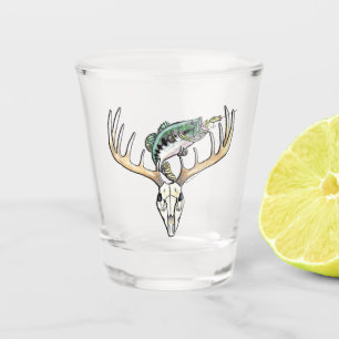 Vaso De Chupito Bajo de la pesca de la caza con el cráneo de los