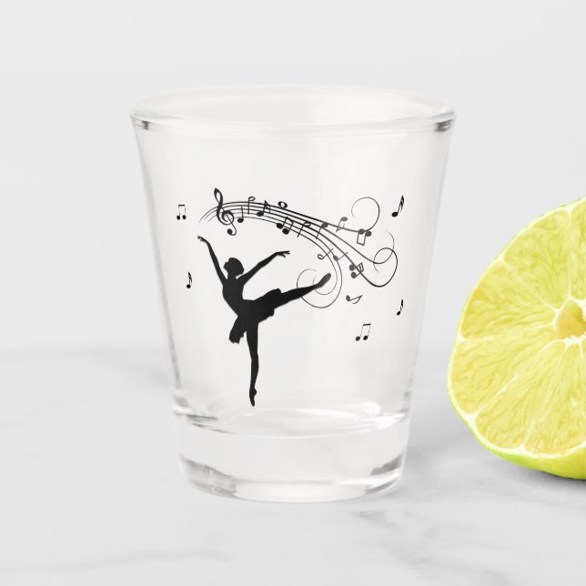 Vaso De Chupito Ballerina Dancing with Music Notes (Anverso)
