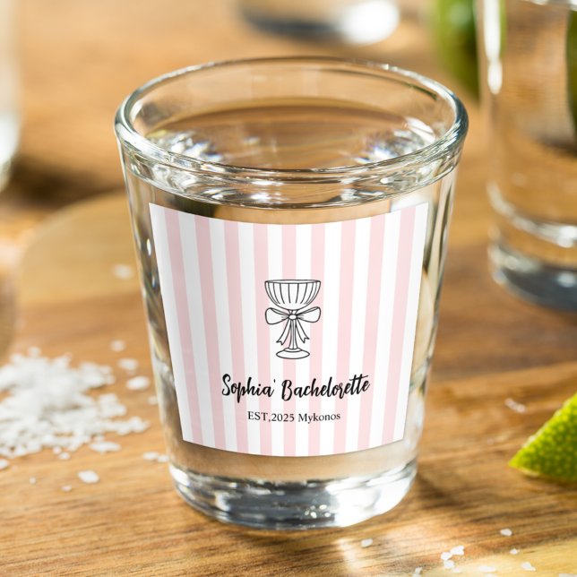 Vaso De Chupito Bandas rosadas de Bachelorette | Personalizado (Subido por el creador)