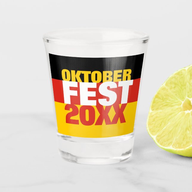 Vaso De Chupito Bandera alemana del Oktoberfest Octoberfest (Anverso)