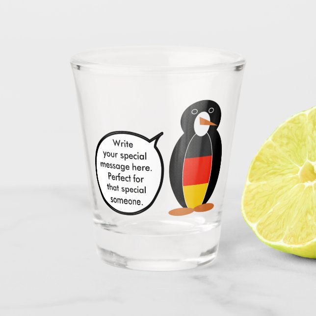 Vaso De Chupito Bandera alemana hablando con la señora Penguin per (Anverso)
