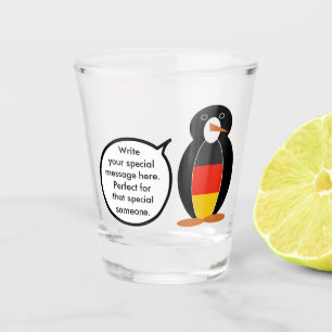 Vaso De Chupito Bandera alemana hablando Sra. Pingüino Personaliza