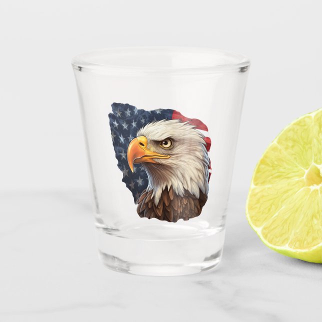 Vaso De Chupito Bandera americana águila calva (Anverso)