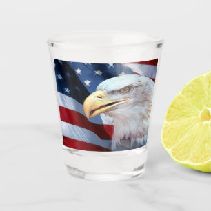 Vaso De Chupito Bandera americana y Eagle calvo