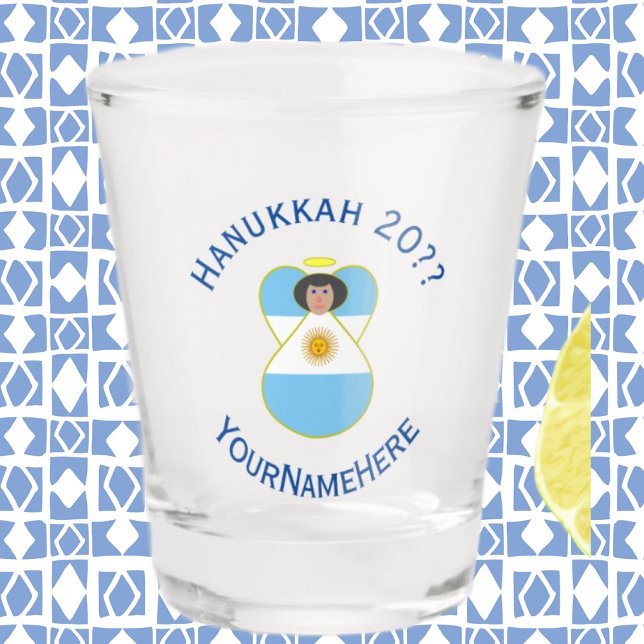 Vaso De Chupito Bandera Ángel Hanukkah de Argentina personalizada (Subido por el creador)
