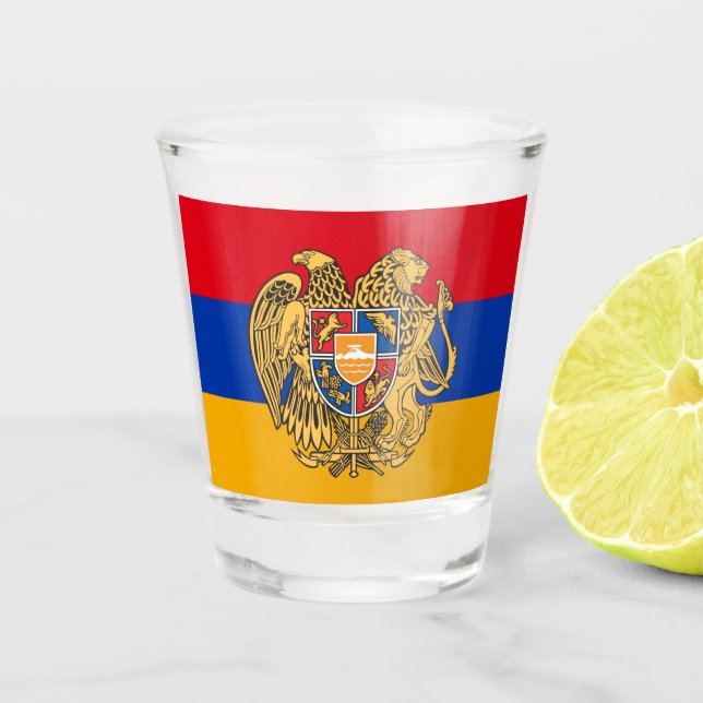 Vaso De Chupito Bandera armenia y patriota/deportes de Armenia (Anverso)