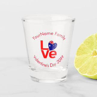 Vaso De Chupito Bandera australiana letras rojas LOVE Bandera Pers