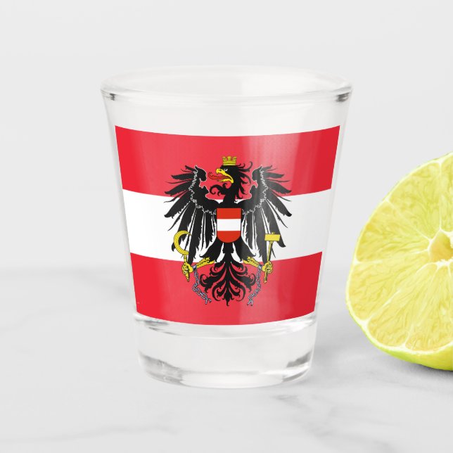 Vaso De Chupito Bandera austriaca y patriota/deporte austriaco (Anverso)