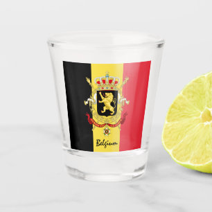 Vaso De Chupito Bandera belga y país patriota/deporte
