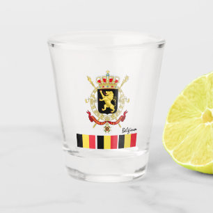 Vaso De Chupito Bandera belga y país patriota/deporte