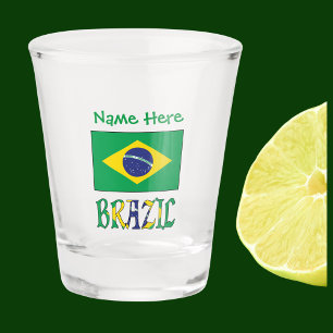 Vaso De Chupito Bandera brasileña verde personalizada de Brasil