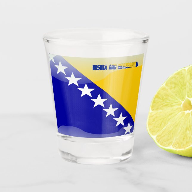 Vaso De Chupito Bandera brillante bosnio (Anverso)