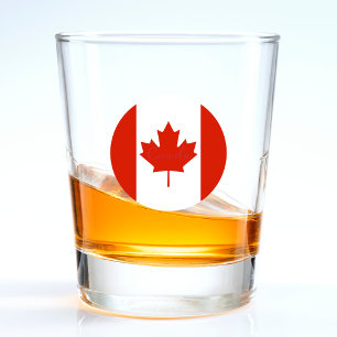 Vaso De Chupito Bandera canadiense de redondeo rojo y blanco