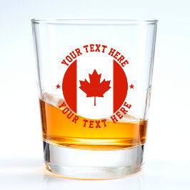 Vaso De Chupito Bandera canadiense de texto rojo y blanco