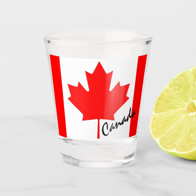 Vaso De Chupito Bandera canadiense Keepsake Souvenir canadiense Ma (Anverso)