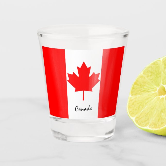 Vaso De Chupito Bandera canadiense y patriota canadiense/deportes (Anverso)